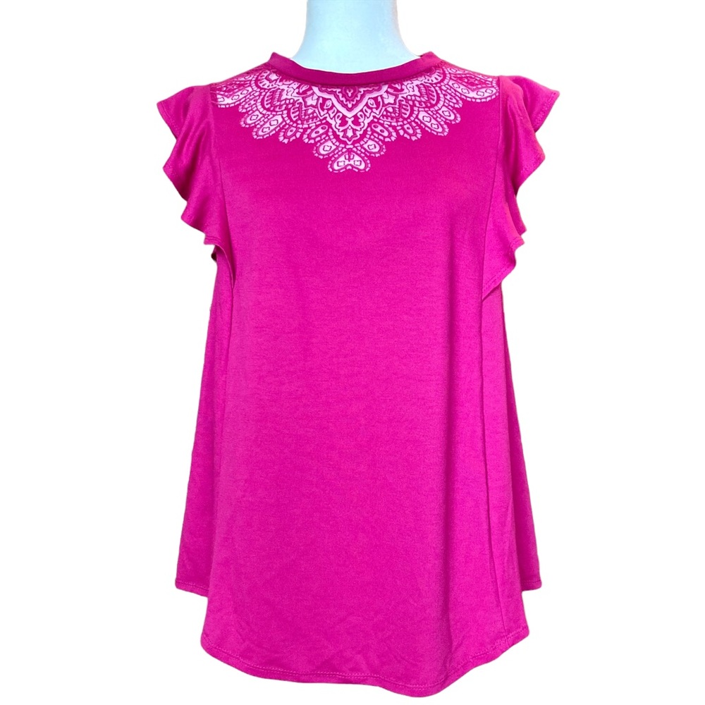 Isabel Maternity by Ingrid & Isabel boho sleeveless ruffle pink blouse, Sz S